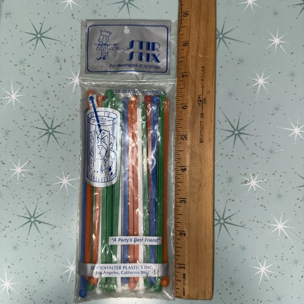 VINTAGE 1950s SOODHALTER 22 Stir Stix Cocktail Coffee Sticks Stirrers NOS Sealed
